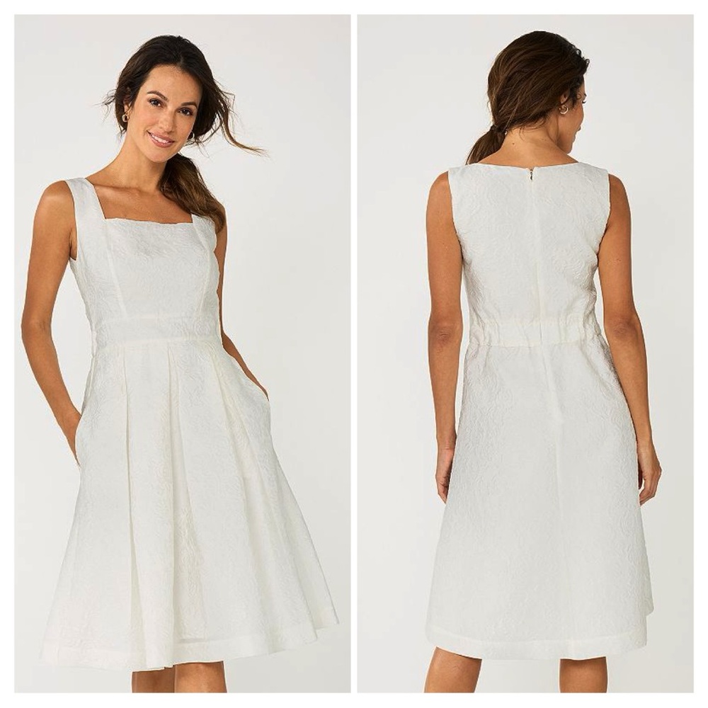 Draper James White Textured Midi Dress